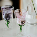 Ljojo 200ml Pink Rose Double Wall Coffee Wine Glasses Cup