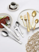 Ljojo 24-Piece Stainless Steel Silver Cutlery Set for Family, Hotel, and Restaurant