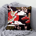 Ljojo Lucky Cat Mount Fuji Art Cushion Cover - Japanese Style Throw Pillow