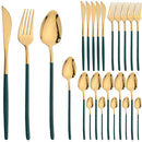 Ljojo 24Pcs Gold Stainless Steel Cutlery Set Dinnerware Flatware Silverware