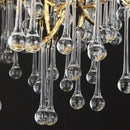 Ljojo Luxury Water Droplet Crystal Chandelier Light for Living Room Decor Golden Branch Pendant Fixture