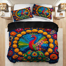Ljojo Mexican Peacock Pattern Duvet Cover Set with 2 Pillowcases