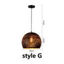 Ljojo Etched Lampshade Wrought Iron Chandelier Industrial Pendant Lamp for Dining Living Room