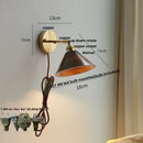 Ljojo LED Walnut Wood Wall Lamp Sconce, Modern Japanese Style, Pull Chain Switch