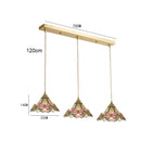 Antique Brass Stained Glass Chandelier Japanese Style Butterfly Lamp by Ljojo