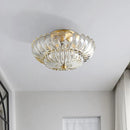 Copper Small Ceiling Lamp with Flower Petals Glass Led Lighting - Ljojo