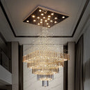 Modern Square Base K9 Crystal Ceiling Chandelier for Villa Living Room and Staircase Decor by Ljojo