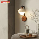Japanese Warm Yellow Travertine Half Circle LED Wall Lamp Modern Simple Home Decor Ljojo