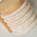 Ljojo LED Pull Chain Wall Light in Yellow Travertine Wood Finish