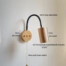 Ljojo LED Wall Lamps Indoor Art Square Round Ash Wood Lampshade Stair Light