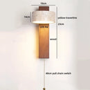 Ljojo LED Wall Light Mirror Stone Wood Wall Art Decor Bedroom Lamp