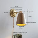 Ljojo LED Wall Sconce Switch Light Walnut Ash Wood Copper Arm Lampara Pared