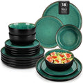 Ljojo 18Pc Green Reactive Glaze Stoneware Dinnerware Set