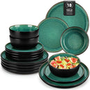 Ljojo 18Pc Green Reactive Glaze Stoneware Dinnerware Set