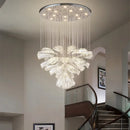 Ljojo Luxury Petal Chandelier Glass Hanging Lamps for High Ceiling Decor