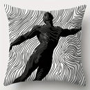 Ljojo 4pcs Striped Black Cat Sofa Cushion Covers 17.7x17.7 Inch Single-Sided Print