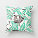 Ljojo Mint Green Geometric Animal Print Pillowcase for Home and Office Decor