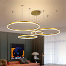 Modern 5 Ring Led Pendant Lights Dimmable - Gold Black Brown Chandelier by Ljojo