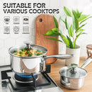 Ljojo 3Pc Stainless Steel Stew Pot Set with Lid & Steel Handle, Induction Compatible