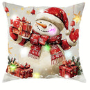 Ljojo LED Santa Snowman Bird Pattern Pillowcase for Christmas Home Decoration