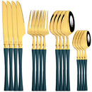 Ljojo 16-Piece Gold Stainless Steel Cutlery Dinnerware Set - Western Tableware Knife Fork Spoon