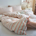 Ljojo Luxury Cotton Stripe Duvet Cover Set - Yarn-Dyed Bedding Set