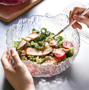 Ljojo 1500ml Glass Bowl for Household, Tableware, Fruit Dessert Plate, Gold-Plated Bowl