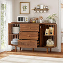 Ljojo™ Fluted Wooden Sideboard Buffet with Drawers and Shelves