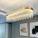 Glass Led Pendant Light Dining Room Chandelier Lustre Metal Suspension Lamp - Ljojo