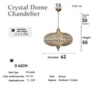 Crystal Living Room Pendant Light French Copper Lamp for Villa Dining Room by Ljojo