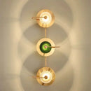 Ljojo Wattle Circle Wall Lamp: Green Crystal Art Deco Lights for Living Room