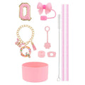 Ljojo 10-Piece Tumbler Accessories Set: Straw, Cover, Cap, Boot, Spill Proof Stopper, Letter Keychain, Charm, Sticker