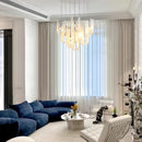 Ljojo Modern Luxury LED Chandelier Cream Glass Pendant Light for Bedroom Living Room