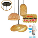 Bamboo Wicker Pendant Chandelier Hand Woven E27 Ceiling Light by Ljojo