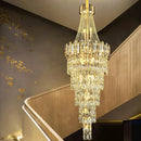K9 Crystal Chandelier for Villa Staircase - Luxurious Rotating Gold Ceiling Lamp by Ljojo