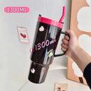 Ljojo 1300ml Tumbler Cup with Handle, Lid, Straw - Big Plastic Travel Drink Bottle