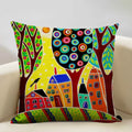 Hand-Painted Retro Country Linen Cushion Cover by Ljojo