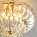 Copper Small Ceiling Lamp with Flower Petals Glass Led Lighting - Ljojo