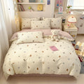 Ljojo Minimalist Cartoon Design Duvet Cover Set in 100% Cotton, 4-Piece Bedding Collection