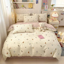 Ljojo Minimalist Cartoon Design Duvet Cover Set in 100% Cotton, 4-Piece Bedding Collection