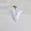 French Glass Hanging Lamp with Polka Dot Lampshade | Retro Ceiling Pendant Light by Ljojo