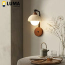 Ljojo Japanese Style Yellow Travertine Half Circle Wall Lamp LED Sconce Light