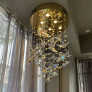 Ljojo Luxury Butterfly Crystal Chandelier Modern LED Staircase Lighting Long Hanging Luminaire for Home