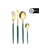 Ljojo 4-Piece Black Gold Stainless Steel Cutlery Set