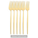 Ljojo Matte Stainless Steel Dinner Fork Set - 6Pcs Gold Silverware Flatware