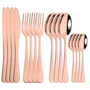 Ljojo 16-Piece Pink Gold Stainless Steel Cutlery Set - Dinnerware Flatware Tableware Kit