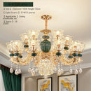 LED Crystal Ceramic Retro Ceiling Chandelier European Style Luxury Lamp for Living Room by Ljojo