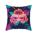 Flamingo Flower Rainforest Cushion Cover with Tropical Plant Animal Pattern by Ljojo