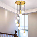 Ljojo LED Ring Stairs Pendant Light Chandelier for Living Room Dining Room Lighting