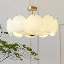 French Vintage Glass Ceiling Lamp Chandelier for Living Room by Ljojo
